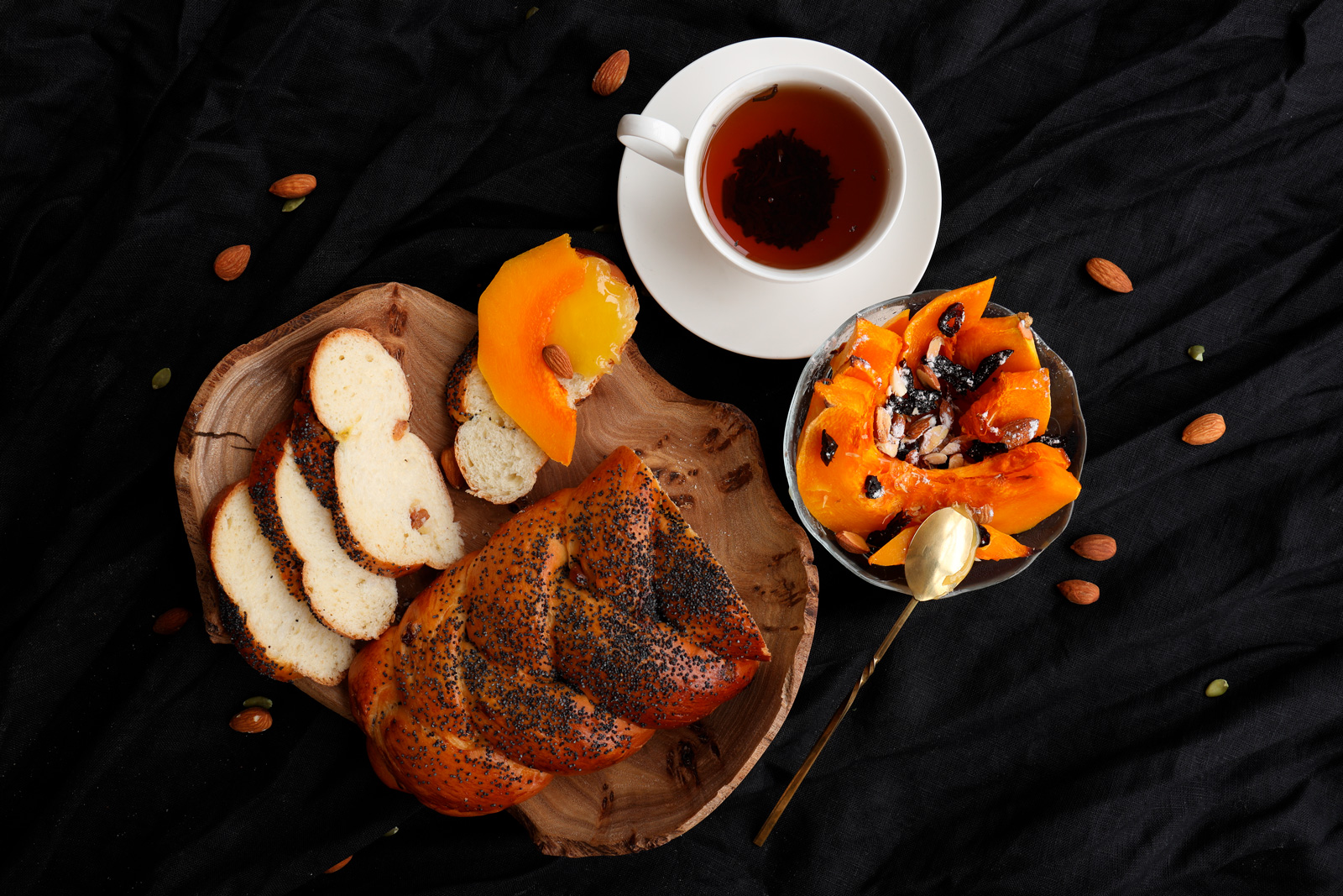 фотоссесия food photo хлеб-косичка с тыквой и чаес